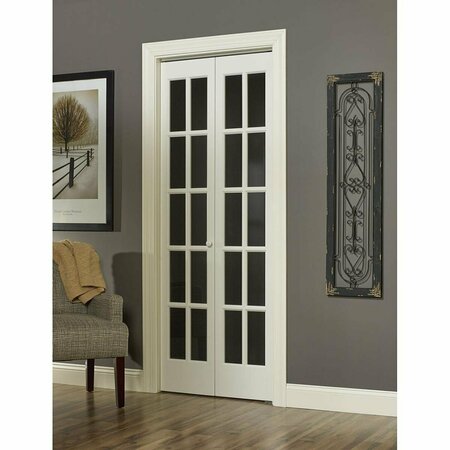 PARCHE 30 x 80 in. 10-Lite Traditional Divided Bifold Door, Unfinished Pine PA3583028
